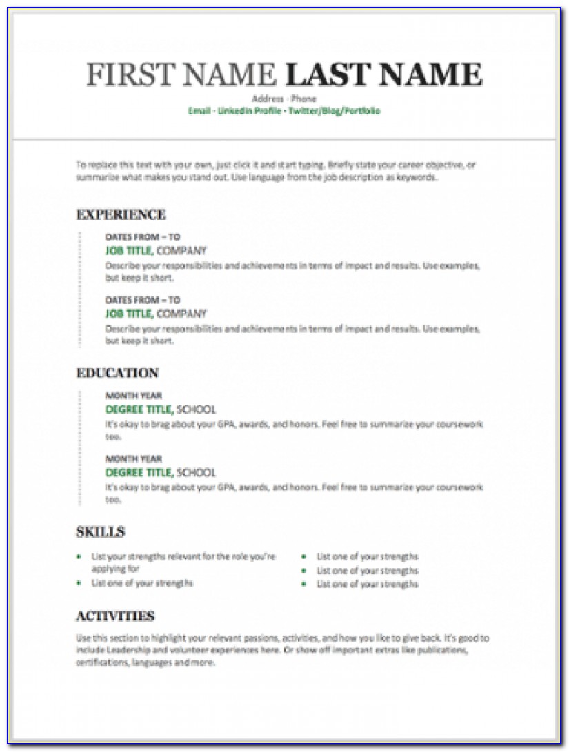 Microsoft Office 2013 Free Resume Templates
