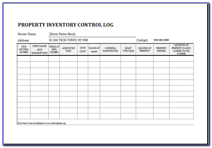 Moving Inventory Spreadsheet Template