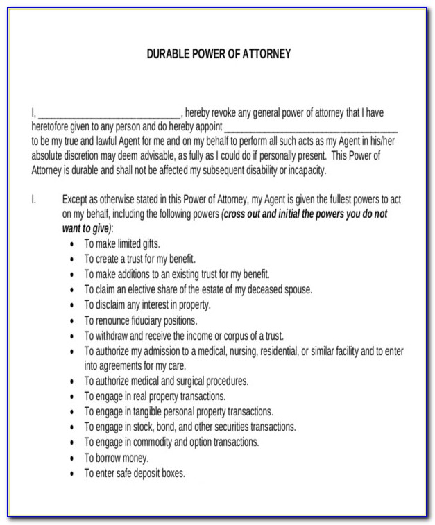 Ohio General Durable Power Of Attorney Template