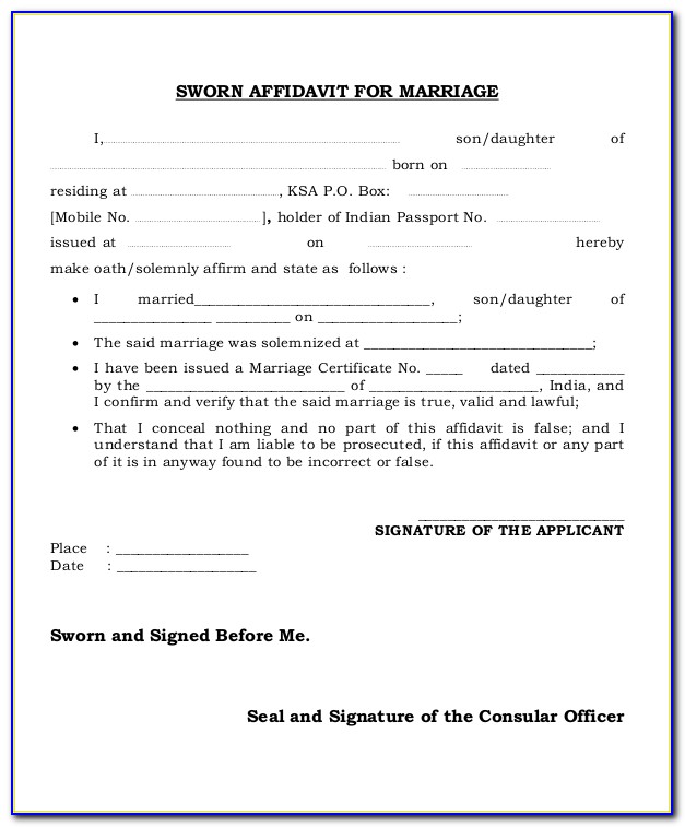 Printable General Affidavit Form Pdf