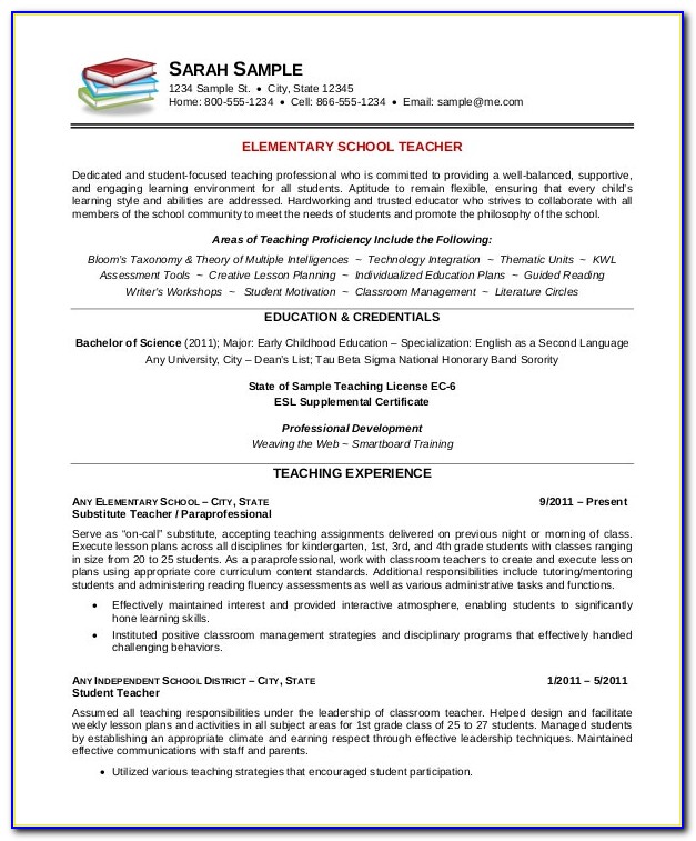 Resume Format For Teachers In Word Format Download Free