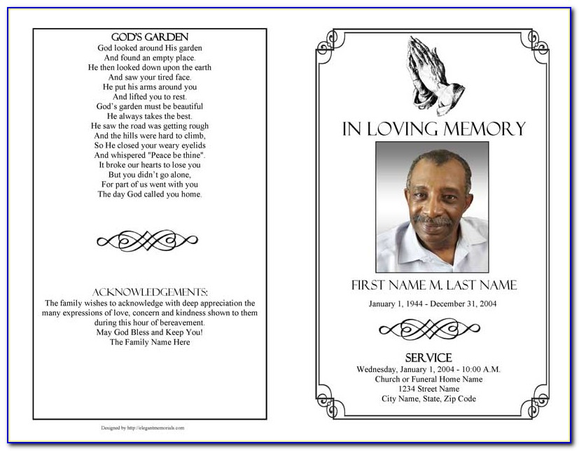 Tri Fold Funeral Brochure Template Free