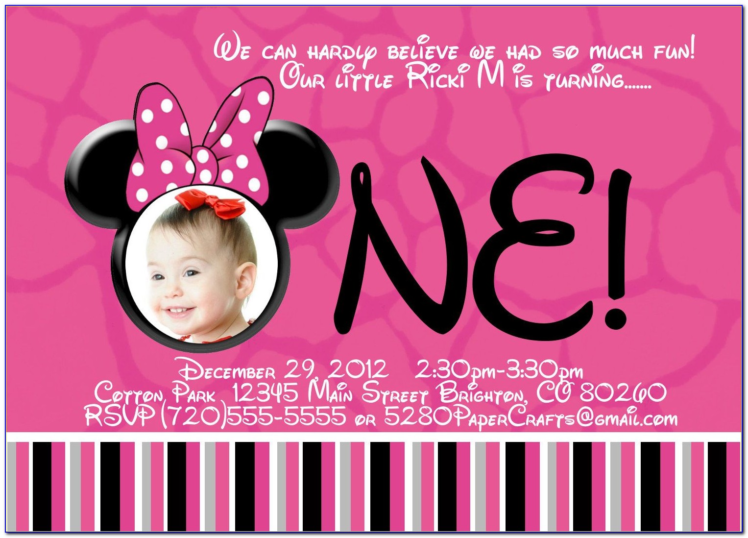 Baby Minnie Mouse Invitations Templates Free