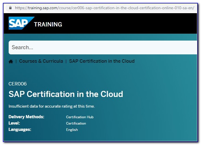 Cer006 Sap Certification In The Cloud