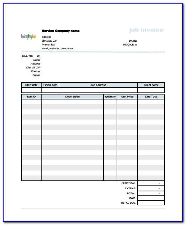 Construction Invoice Template Free Download