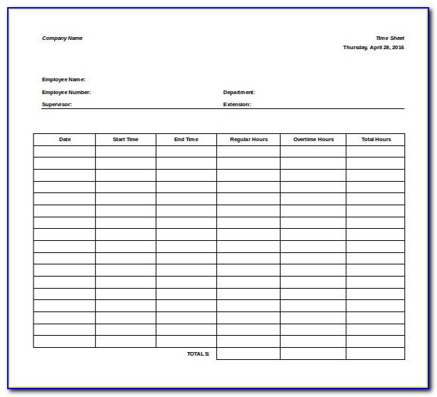 Daily Timesheet Template Excel Free Download