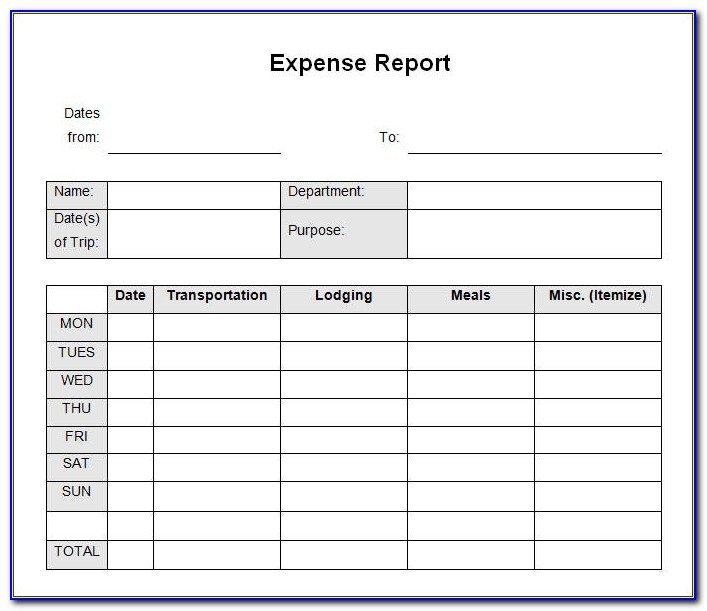 Expense Report Template Word Free Download