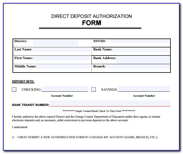 Free Ach Deposit Authorization Form Template