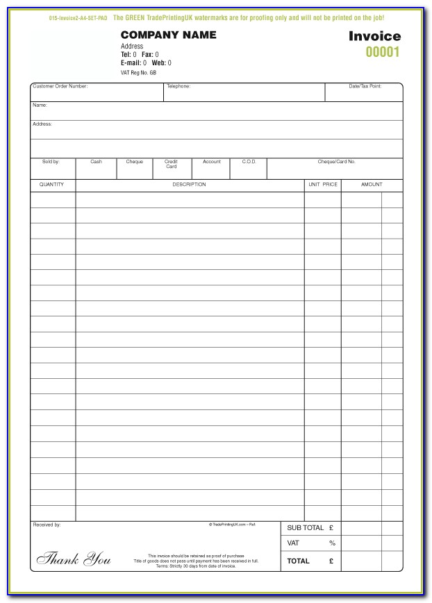 Free Blank Invoice Template Doc