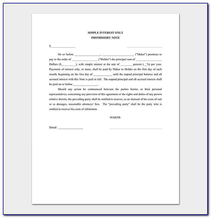 Free Blank Promissory Note Forms