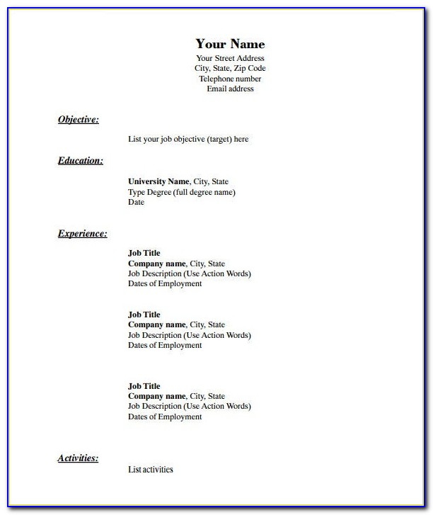 Free Blank Resume Templates Download