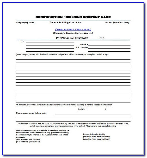 Free Builders Contract Template Uk