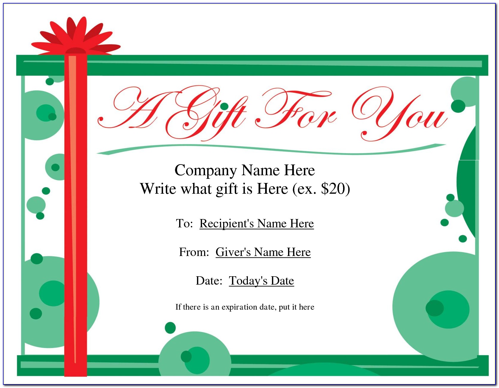 Free Christmas Gift Certificate Printable