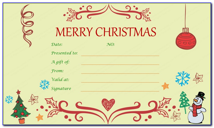 Free Christmas Gift Certificate Templates To Print
