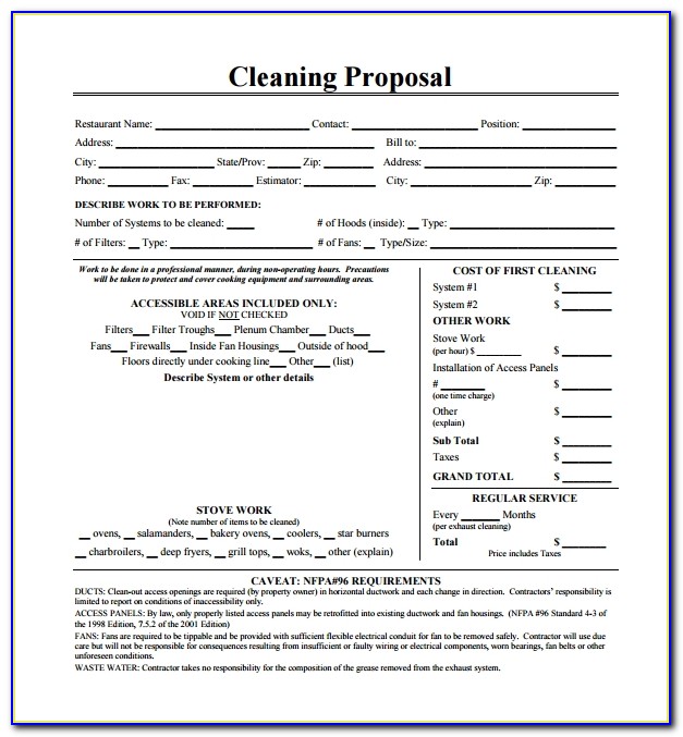 Free Cleaning Proposal Template Word