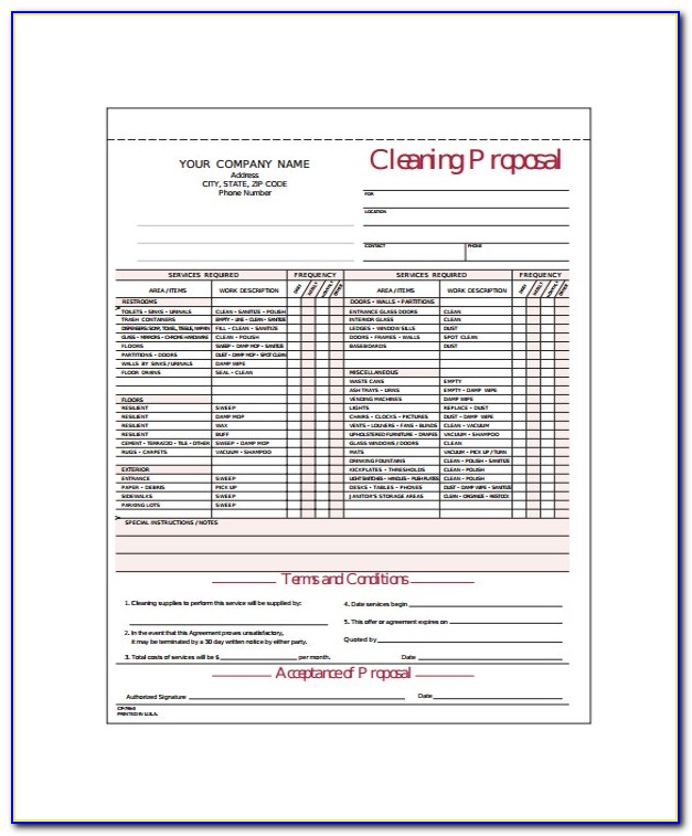 Free Cleaning Service Bid Proposal Templates