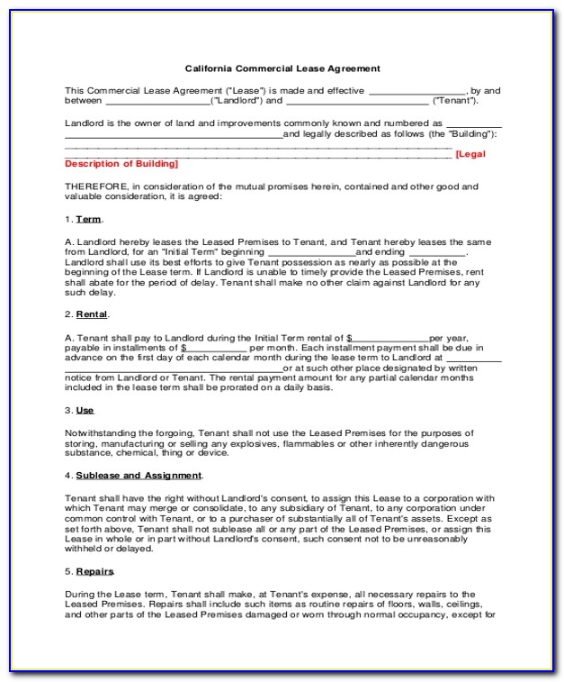 Free Commercial Lease Agreement Forms Download