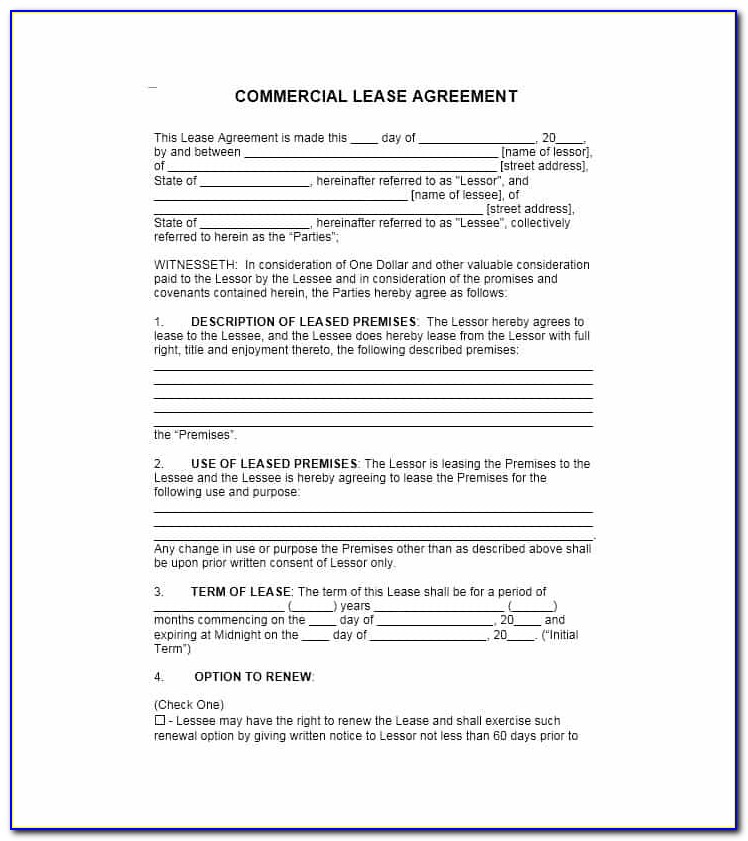 Free Commercial Lease Agreement Ny