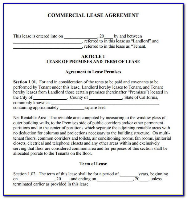 Free Commercial Lease Agreement Template Download Australia