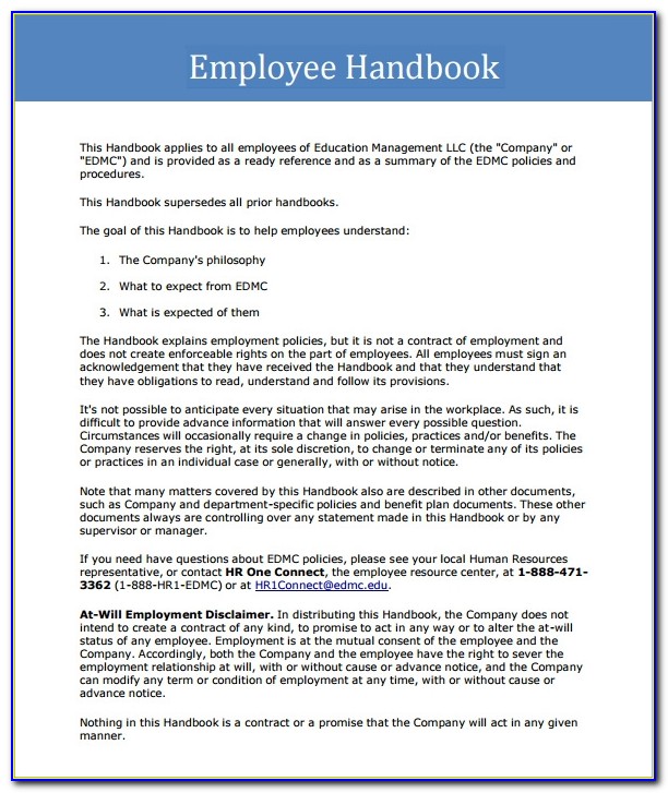 Free Company Handbook Template