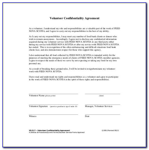 Free Confidentiality Agreement Template Canada