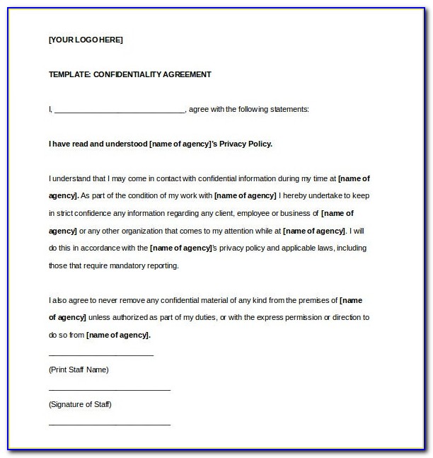 Free Confidentiality Agreement Template Word