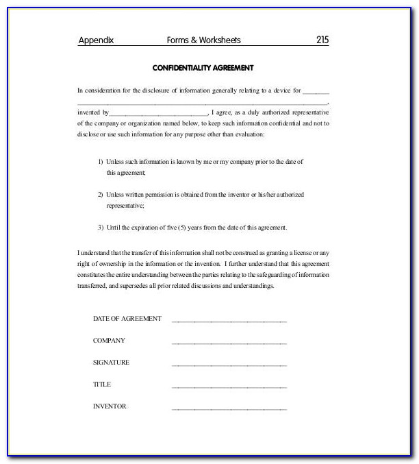 Free Confidentiality Non Disclosure Agreement Form