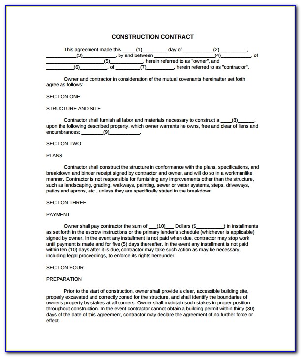 Free Construction Contract Template Downloads
