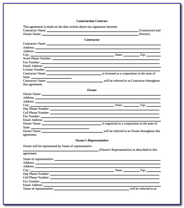 Free Construction Contract Template Uk