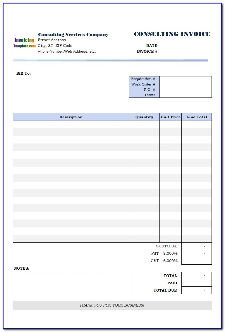 Free Consulting Services Invoice Template