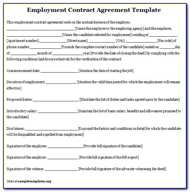 Free Contract Work Agreement Template