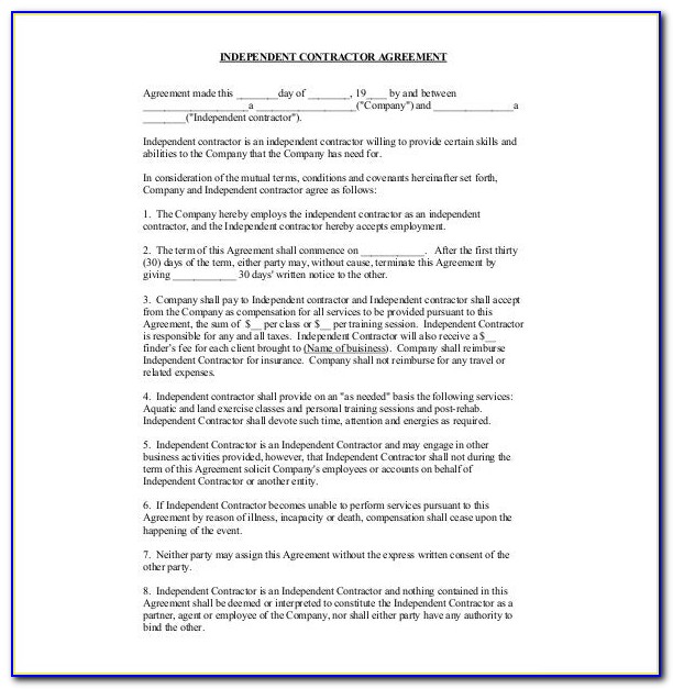 Free Contractor Agreement Template Uk