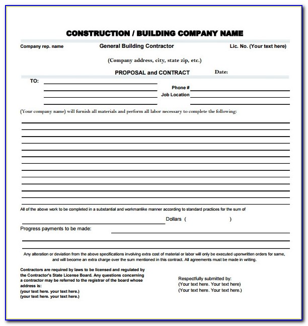 Free Contractor Bid Proposal Template