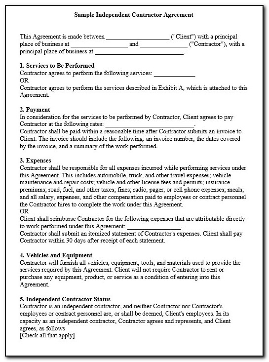 Free Contractor Forms Templates