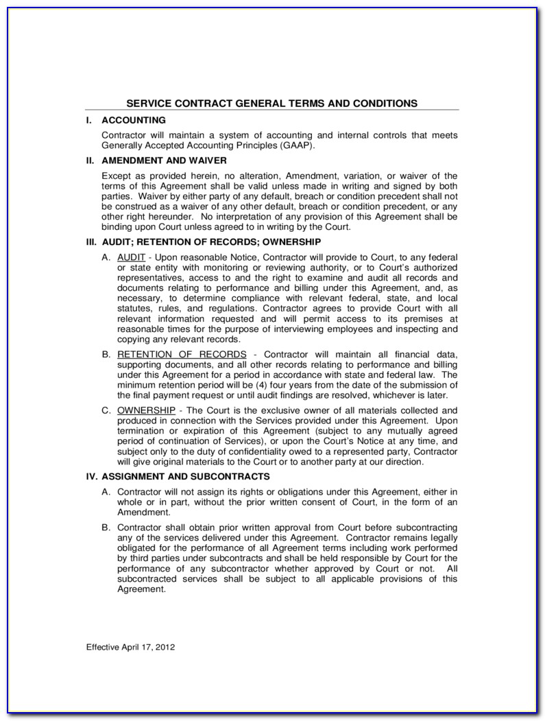 Free Contractors Agreement Template