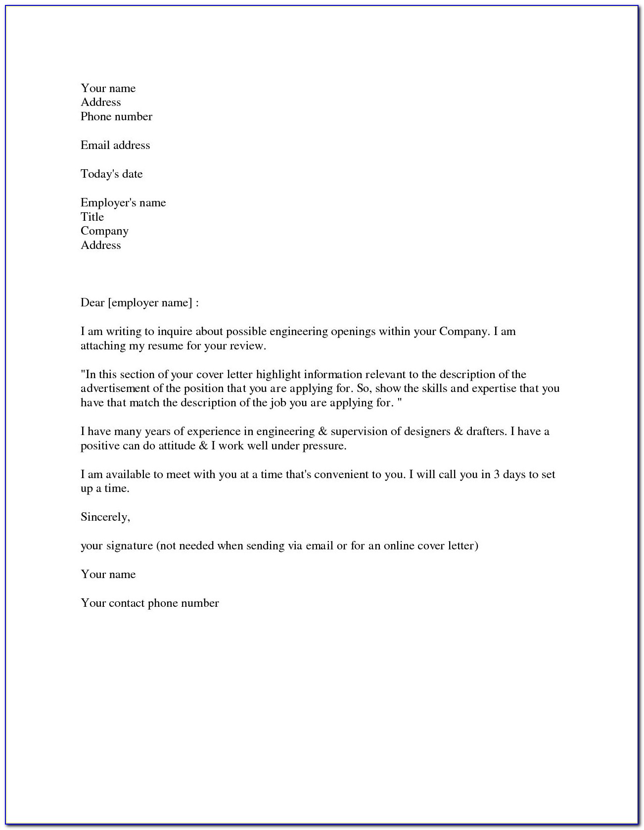 Free Cover Letter Templates Microsoft Download
