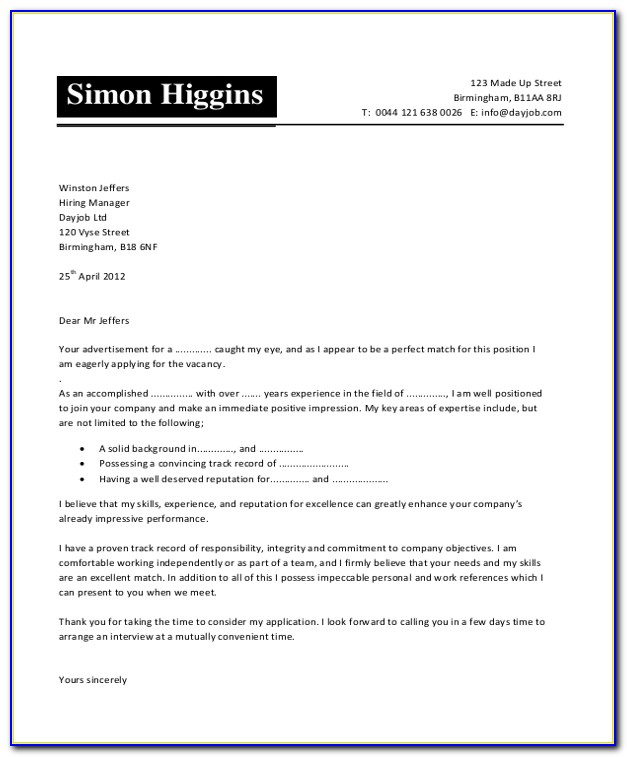 Free Cover Letter Templates Microsoft Word 2007