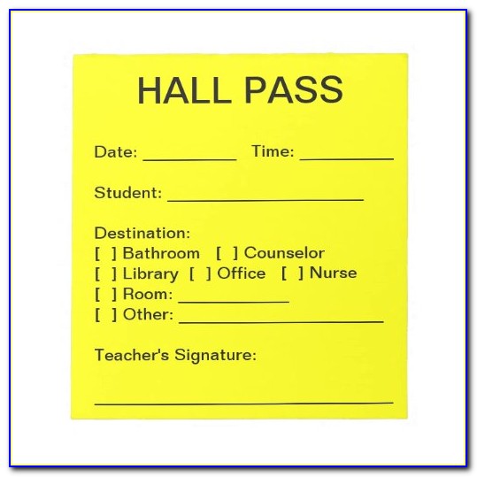 Free Customizable Hall Pass Template