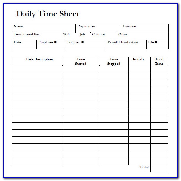 Free Daily Timesheet Template Download