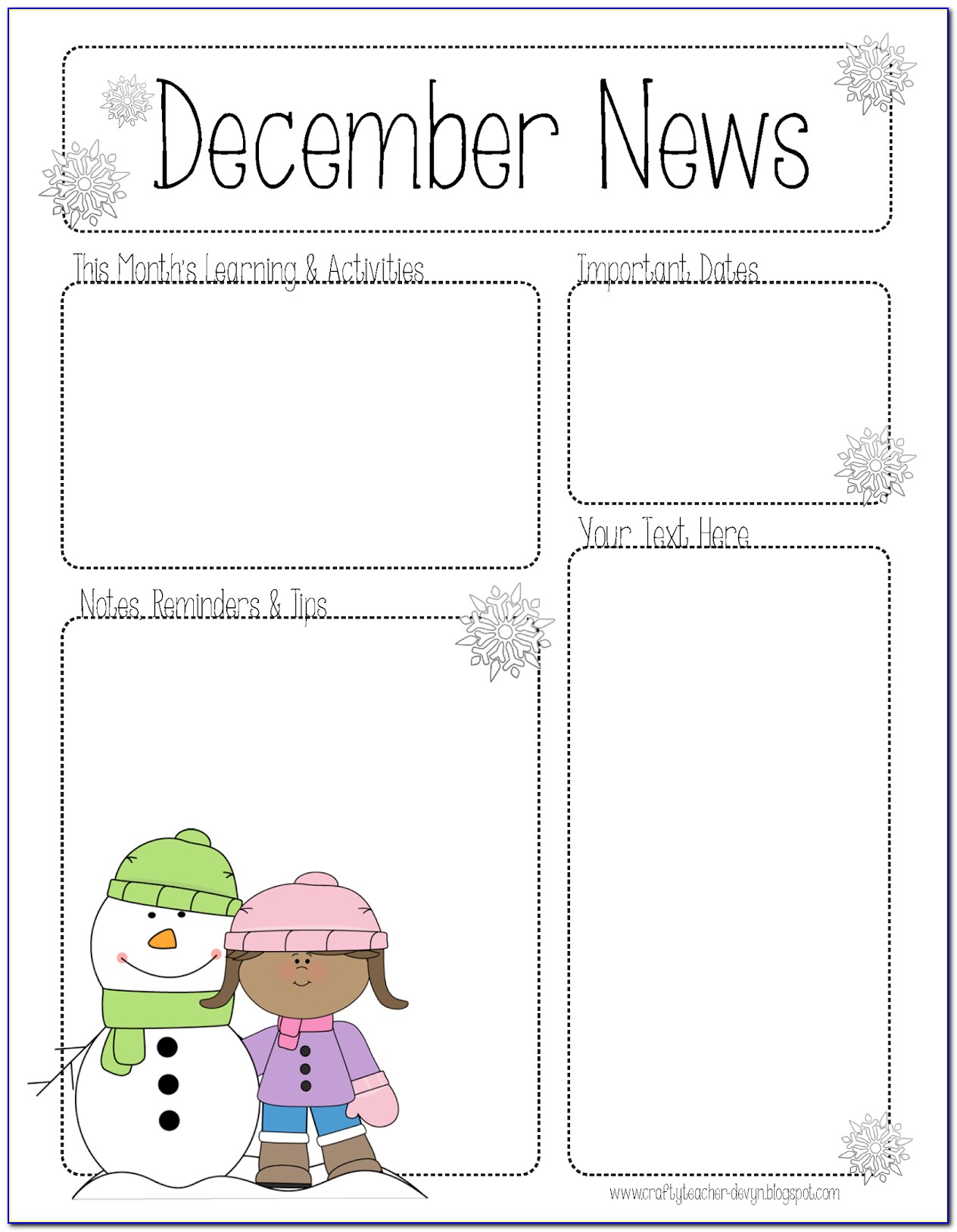 Free December Preschool Newsletter Templates