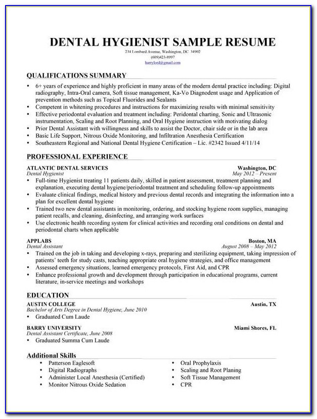 Free Dental Assistant Resume Templates