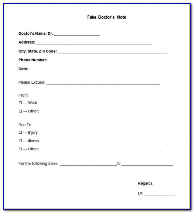 Free Doctors Note Template Microsoft Word