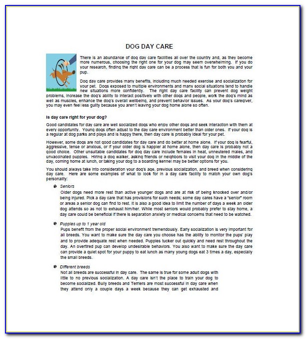 Free Dog Daycare Business Plan Template