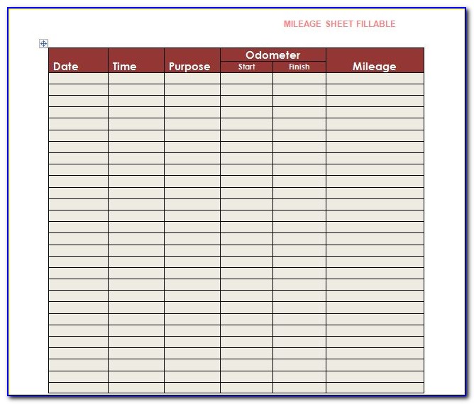 Free Download Mileage Log Template