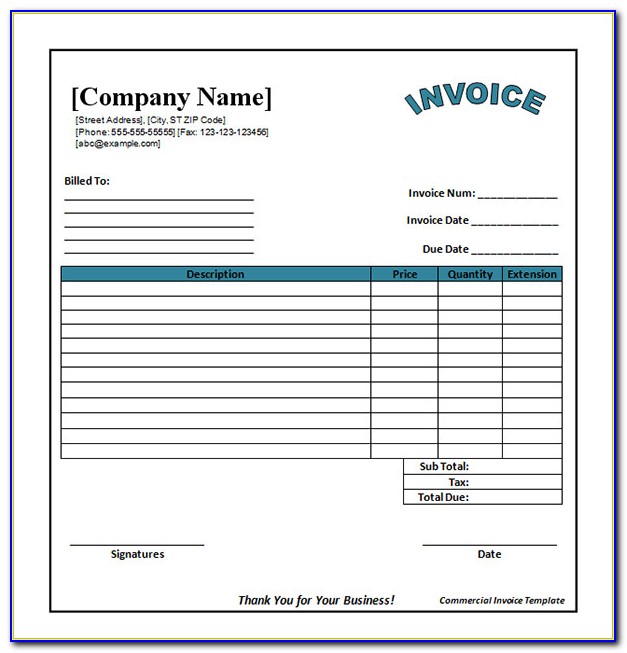Free Editable Invoice Template Excel