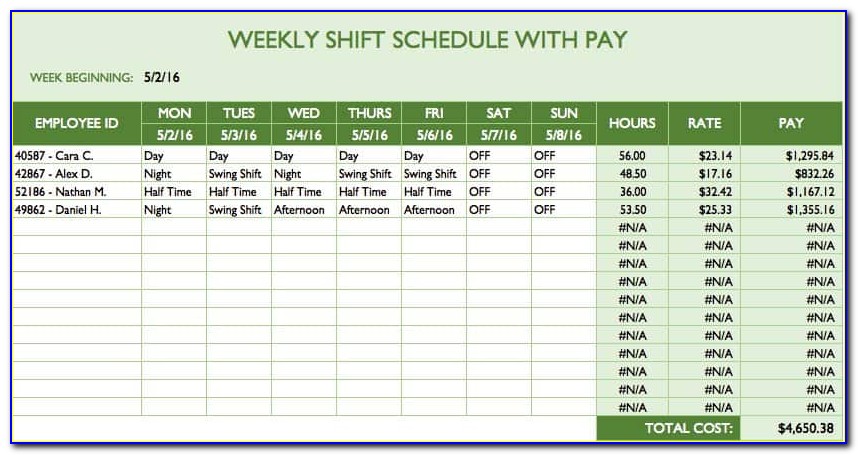 Free Employee Schedule Template Excel