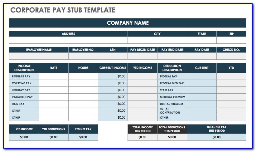 Free Excel Payroll Stub Template