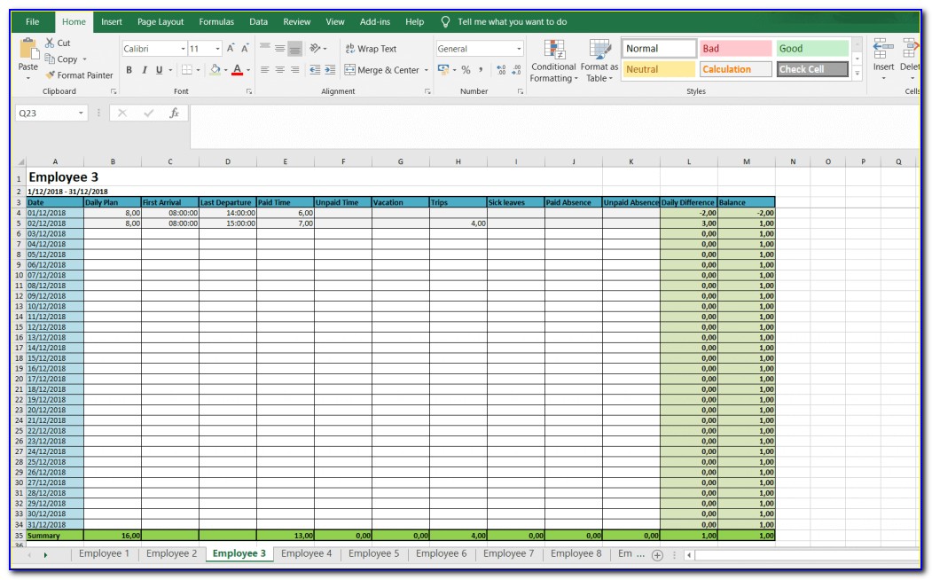 Free Excel Weekly Timesheet Template