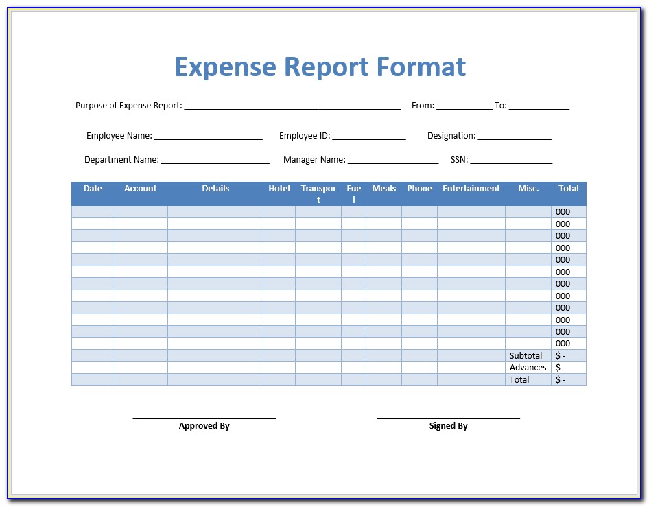 Free Expense Report Printable