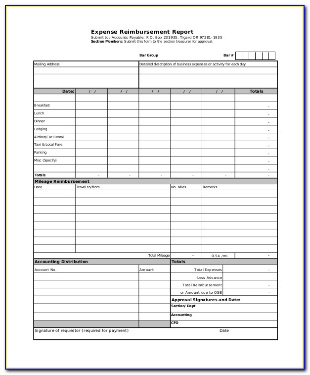 Free Expense Report Template Excel 2003